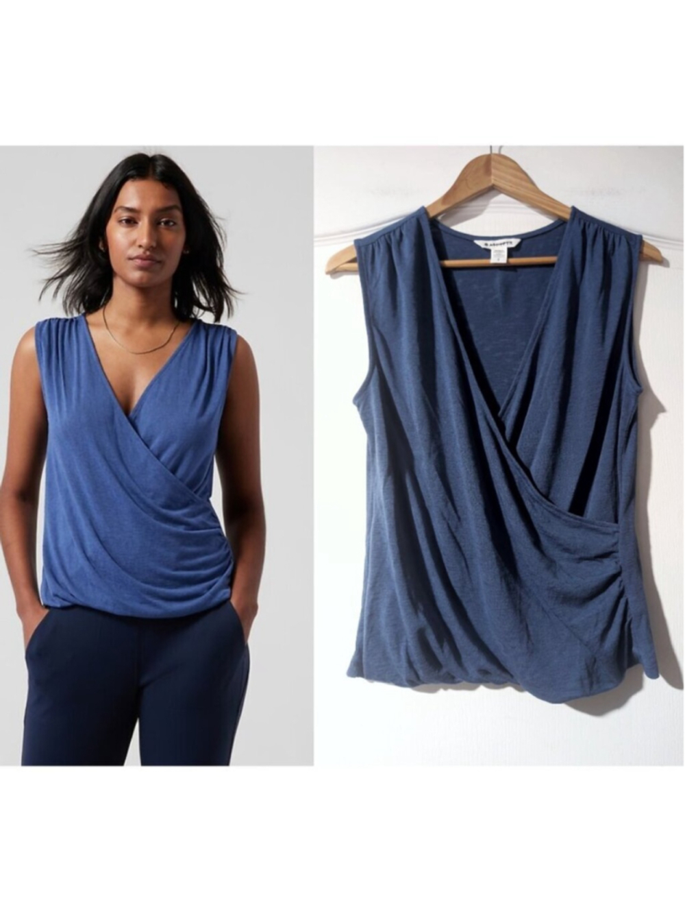 NEW! Athleta | Breezy Wrap Tank In Chrome Blue